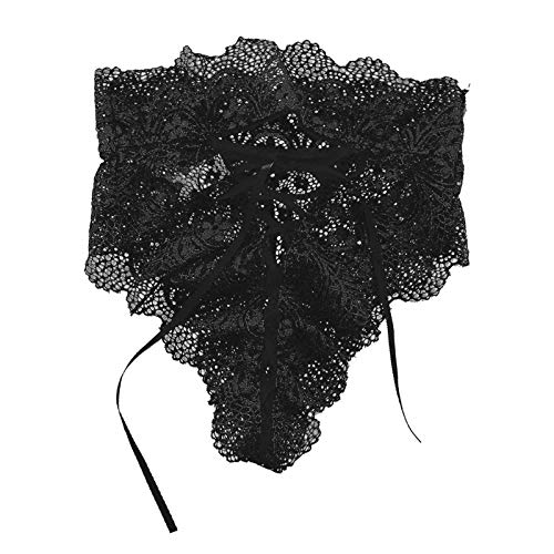 Asingaau Panty Damen Spitze Versuchung Dessous Thong Strings Soft Sexy Lingerie Hipster Stretch Tangas Bikini Slip Unterkleidung Pantys Reizvoller G-String Spitzenhöschen für Frauen, Schwarz, M Cover