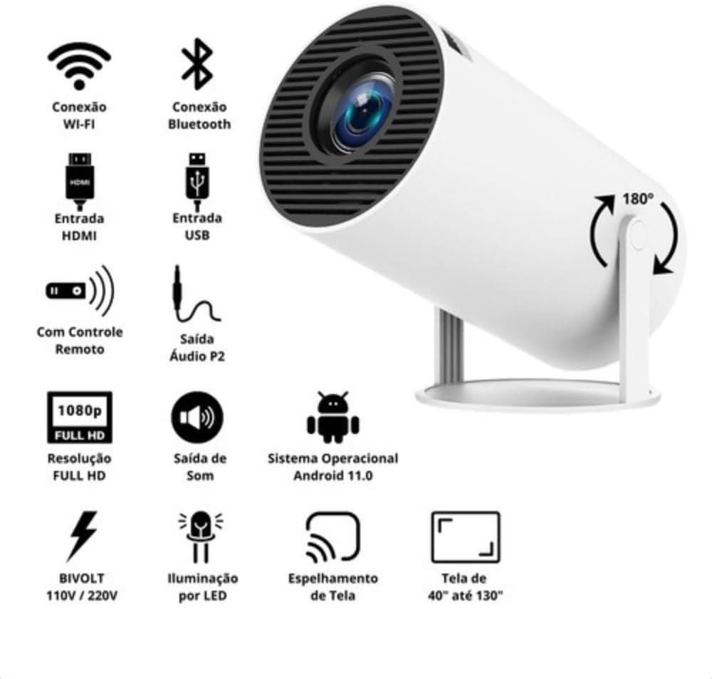 51KMzgqnPRL._AC_SL1000_ Mini Projetor Portátil HY300 5G Wifi 6 Bluetooth 5.0 Android 11 Projetor 4K 1080P Full HD Suporte 8000 Lumens De Brilho Correção automática de Projeção e trapézio de ajuste de 180º Premuim