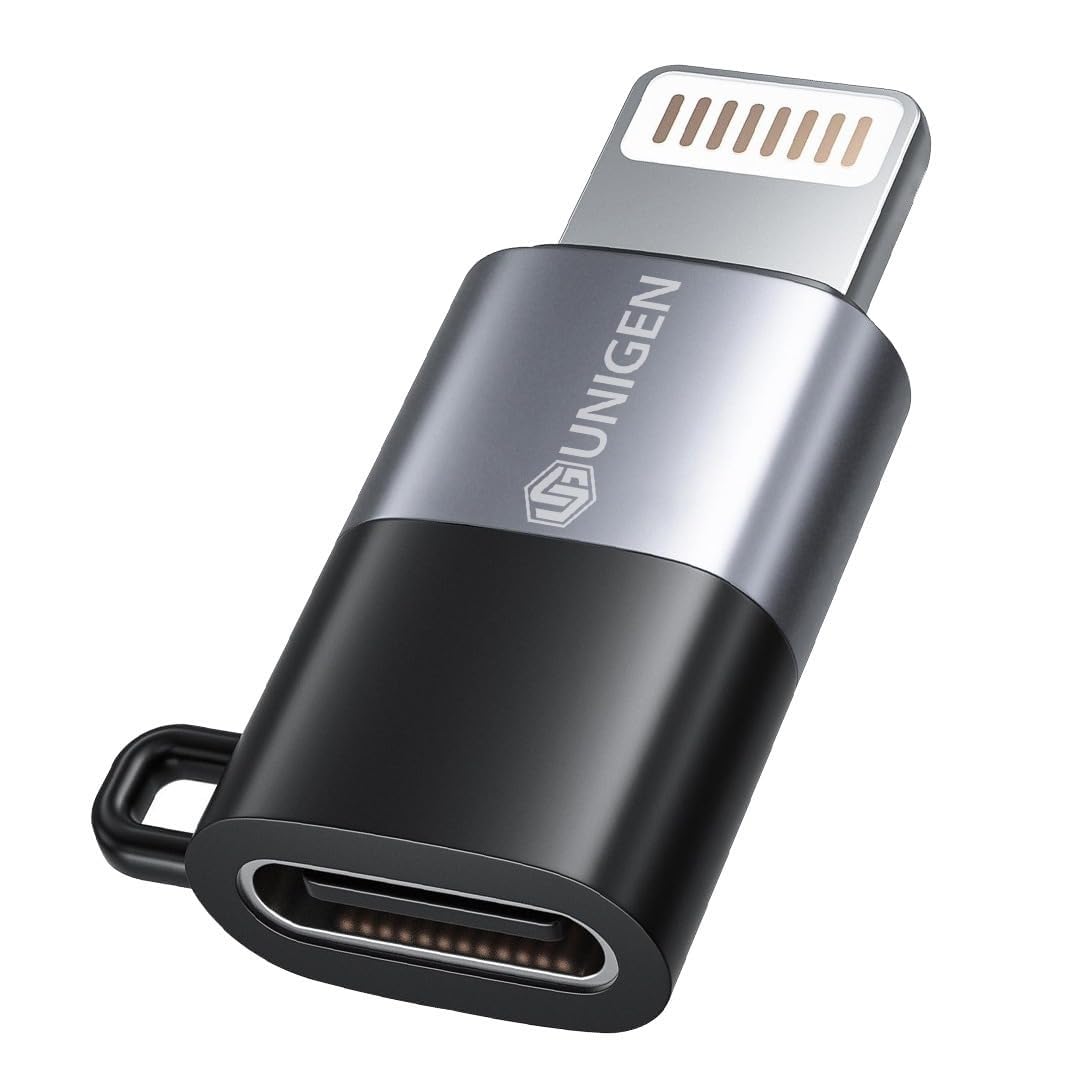 unigen® type-c female to lightning male otg adapter compatible with ipad, iphone 14, iphone 13 and other series, fast charging & data transfer - black