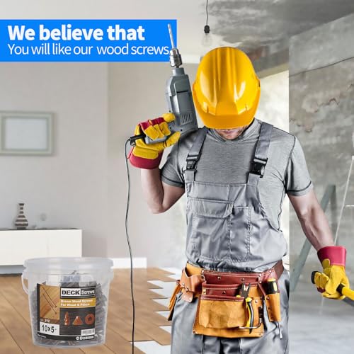 Image of Deck Screws #8 x 1-1 /4'', T25 Star Torx Drive Flat Head Wood Screws, Brown, 5lb