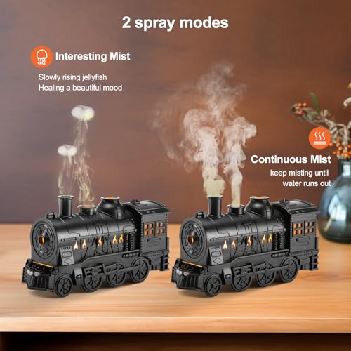 Train-Diffuser-300ml-Aromatherapy-Diffuser-Cool-Mist-Ultrasonic-Aroma-Train-Diffuser-with-Remote-Control-2-Light-2-Mist-Mode-Auto-Shut-Off-for-Bedroom-Office-HotelBlack