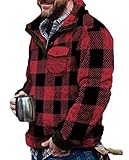 Loyomobak Mens Fuzzy Sherpa Pullover Sweatshirts Fall Winter Warm Plaid Aztec Printed Turtleneck...
