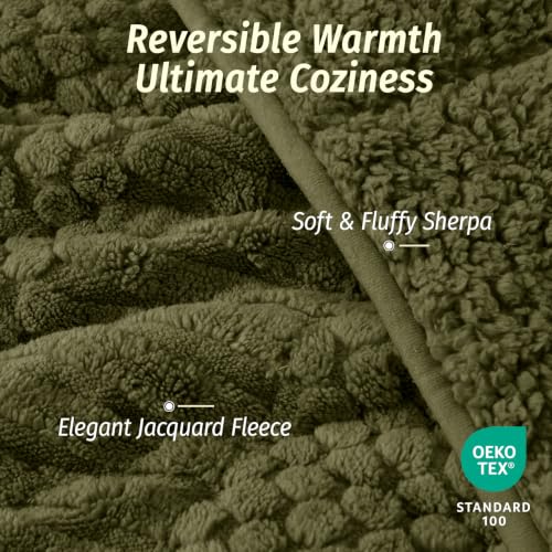 Image of Wemore Knitted Fleece Weighted Blanket for Adults, Army Green, 48 x 72 inches 15 lbs
