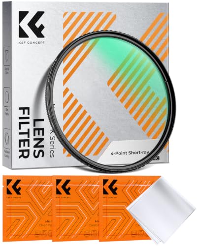 Image of K&F CONCEPT 82mm Variable Short Line Star Lens Filter (4 Point), Cross Screen Starburst Filter-18 Layer Coating Optical Glass with 3 Cleaning Cloth (K Series)