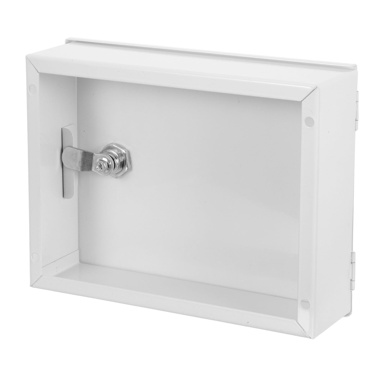 Cassetta di Sicurezza in Ferro Bianco con Chiave 210x160x60 Mm per Pannelli di Allarme, Scatola di Protezione con Serratura Bloccabile, Contenitore per Interruttore di Allarme