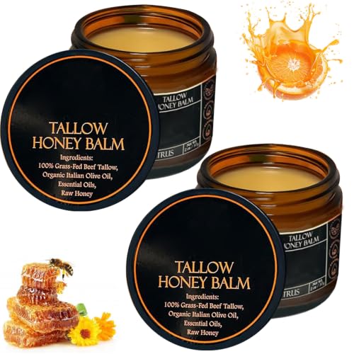 APKAPK Tallow Honey Balm for Face & Body 2026 New Beef Tallow for Skin: Moisturizer with 100% Organic Grass-Fed Beef Tallow Balm with Raw Honey Suitable for All Skin Types (2 Pack)