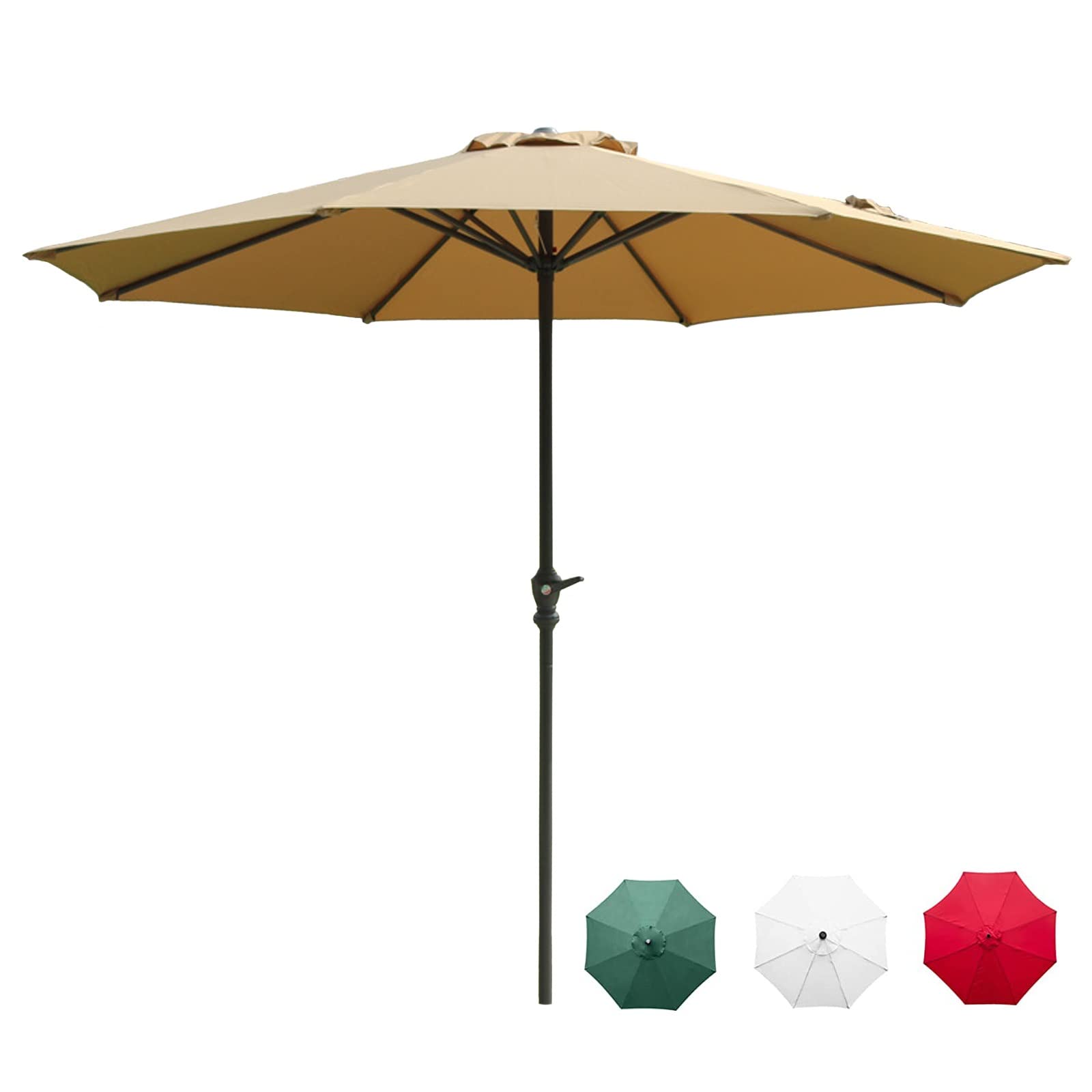 XJBTBA Gartenschirm, Sonnenschirm, Außensonnenschirm, 9 Fuß, 10 Fuß, Terrassenschirm, Marktgarten-Sonnenschirm mit Kurbelgriff, wasserdichtes Sonnenschutzdach, 8 Rippen, Außenschirm für Strand, Pool,