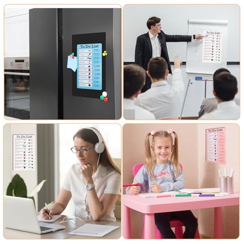4 Stück Checklist Boards, Tragbare To Do List Checklist Board mit 10 Blanko Papier, Wochenplaner Abnehmbare Aufgabenlistentafel zur Erinnerung an den Planer