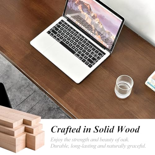 Solid Wood Computer Desk with Drawers, Modern Writing Desk for Home Office, Mid Century Modern Desk, Oak Study Table, 35.4x19.9x29.5 inches (Single Drawer), Walnut - Image 5