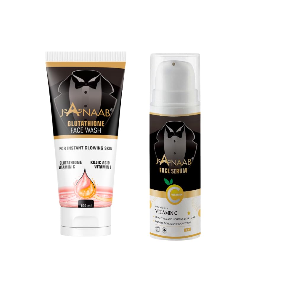 JANAAB Glutathione Face Wash (100ml) & Vitamin C Face Serum (30ml) Combo | Daily Glow Routine | Gift Hamper For Men & Women | Skin Whitening & Glowing - 100ml & 30ml-image-23