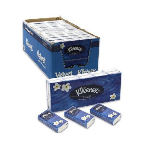 Kleenex Pocket Pack Facial Tissue, 10 Count 3-ply 10 Tissues Per Pack (Case of 24) 2400 Total Tissues
