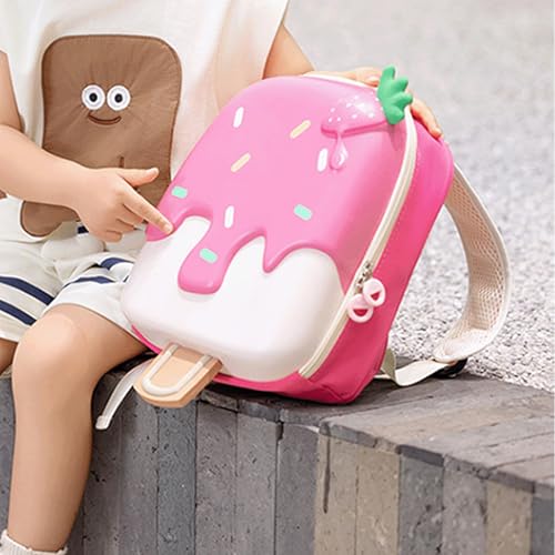 Drippy Ice Cream Backpack Mini Cute Kawaii Backpack with Ice Cream and 3D Strawberry Daypack Novelty Stylish Daypack,Brown2