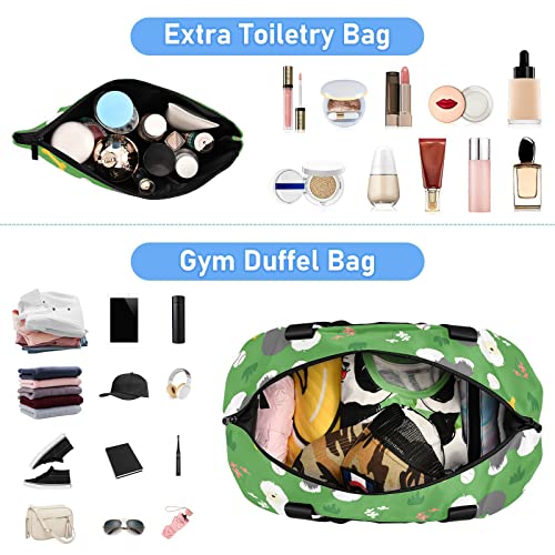 susiyo Green Old English Sheepdog Duffle Bag for Wet Dry Shoe Pocket Gym Yoga Bag Durable Compression Straps & Handles Weekender Overnight Bag for Travel Sports Women Men4
