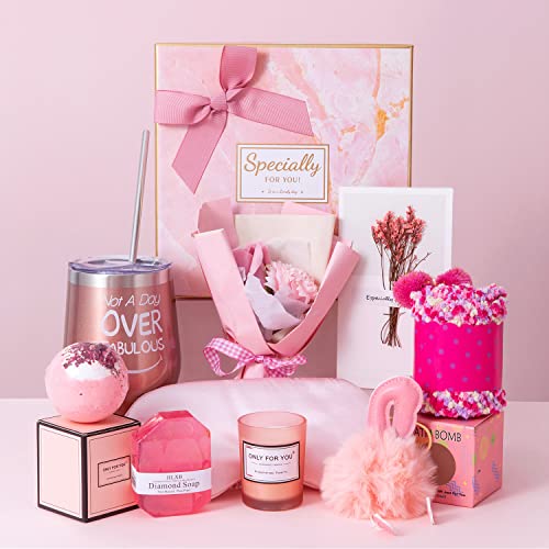 Birthday Gifts For Women,Unique Gifts Basket Ideas Happy Birthday Gifts For Her Relaxing Spa Gift Set Thinking Of You Get Well Soon Gifts Box Thank You Gifts For Mom Wife Sister Friend Coworker,Pink #TOP9