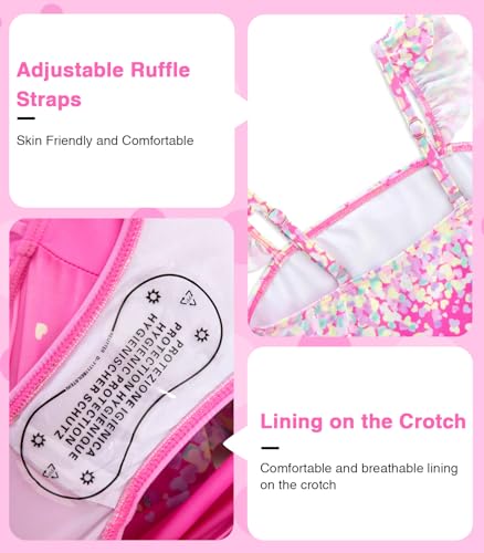 Image of DAXIANG Girls One Piece Ruffle Strap Swimsuit Quick Dry Mermaid Swimwear Beach Sport Bathing Suit for Toddler Kids 4-11 Years