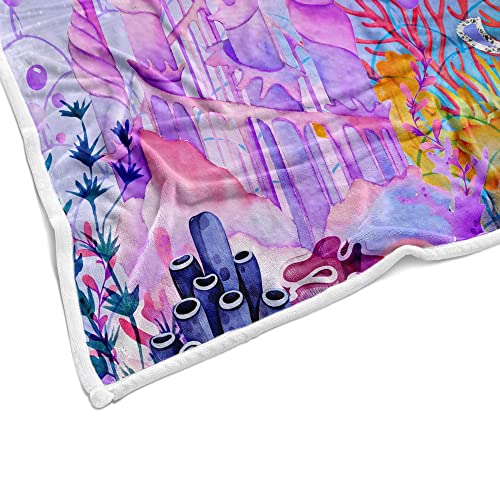 Mermaid Throw Blankets For Kids Girls, Thick Glitter Pink Purple Super Soft And Warm Mermaid Tail Throw Blanket Gift For Girls Women, Fleece Mermaid Blankets Decor For Couch Sofa 50X60 Inches. #TOP1
