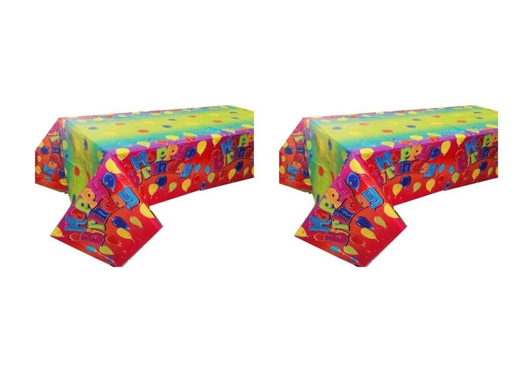 ALMACENESADAN, 5020, Party and Birthday Pack; Consists of 2 Party Tablecloths 120 x 180 cm, Happy Birthday Balloons.