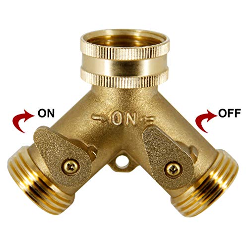 Atdawn 2 Way Brass Hose Splitter, 3/4" Brass Hose Connectors, Y Connector Garden Hose Adapter, 2 Pack #TOP3
