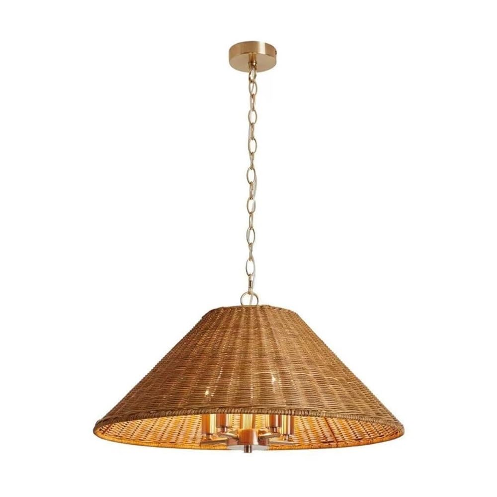 TONFON Bamboo Rattan Chandelier Handmade Hanging Lamp