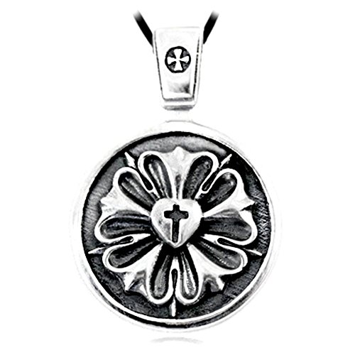 VENICEBEE Saint Mary Rose Christian Medal Cross 925 Sterling Silver Pendant Necklace