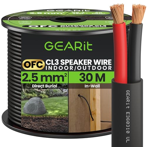 Cable de altavoz de calibre 14 AWG GearIT para instalar cine en casa y audio en jardín