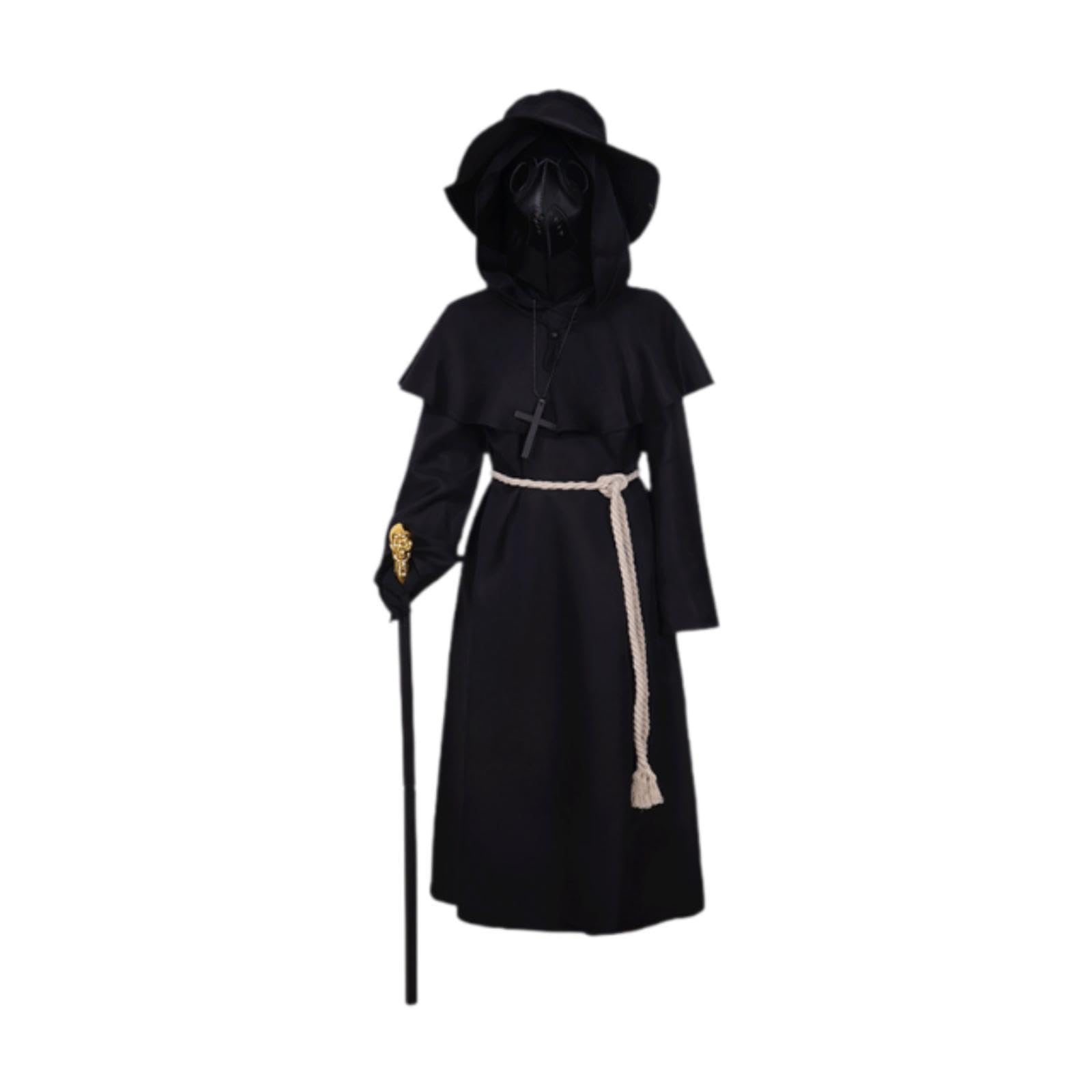 Pest Arzt Kostüm Set Halloween Grusel Cosplay Verkleidung Atmungsaktiv für Motto Party 1 Stück- 130