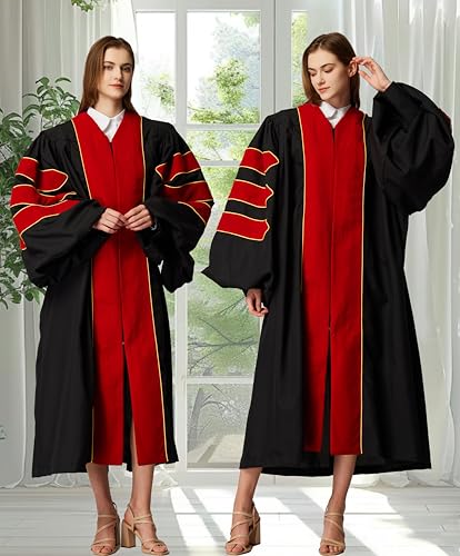 Image of MyGradDay Unisex Deluxe Graduation Doctorate Robe with Gold Piping Available for Customization