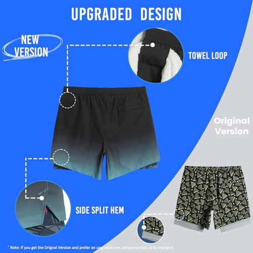 Image of maamgic Mens Workout Shorts 2 in 1 Stretch 5 inch / 7 inch Gym Shorts Running Shorts with Compression Liner Zip Pocket