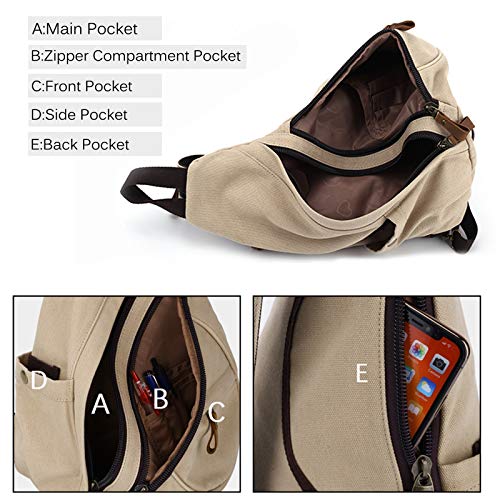 FANDARE Unisex Sling Bag Canvas Crossbody Schouder Rugzak 3 in 1 Mannen Borsttas Vrouwen Casual Daypacks fit 9.7 inch Tablet Rugzak voor Outdoor Fietsen Wandelen Reizen Indoor Activiteiten Retro Schooltas - Image 7