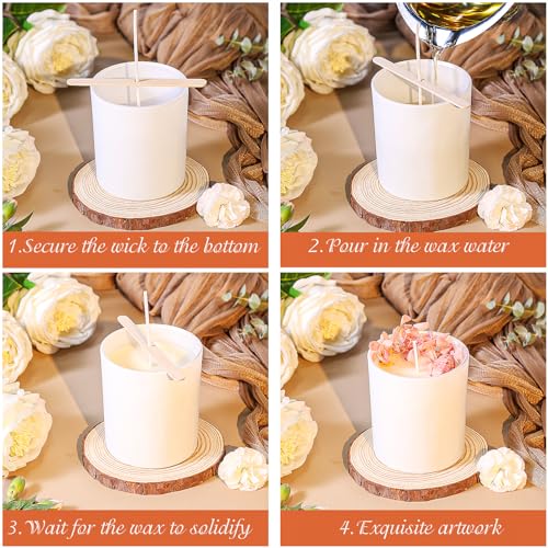 Image of CONNOO 10oz White Christmas Candle Jars for Candle Making with Airtight Bamboo Lid, Beautiful Sticky Warning Labels for Candle Making, Empty Containers, Dishwasher Safe, 10 Oz, 12