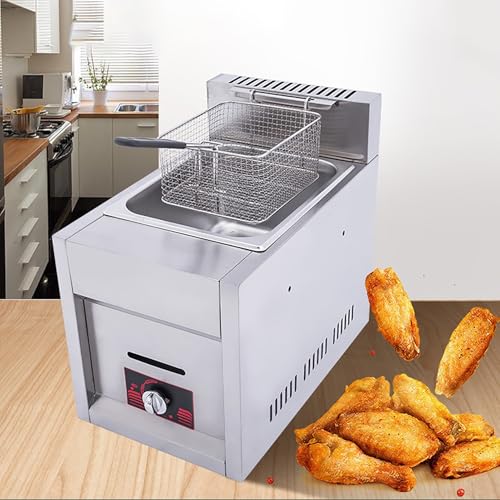 Friteuse à gaz en acier inoxydable GPL de comptoir pour cuisine