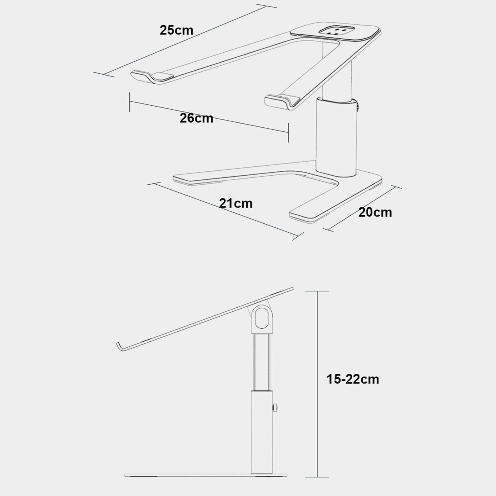 Supporto per Laptop, Supporto per Laptop ventilato Regolabile in Altezza, Supporto per Notebook 5.1-7.87'', MacBook PRO/Air Compatibile, dell, Lenovo, Samsung, Acer, Grigio (Argento)