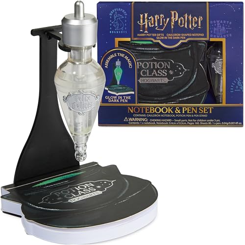 Harry Potter Notebook & Pen Set Cauldron Notebook & Glow in the Dark Black Ink Potion Pen with Stand Hogwarts Stationary Supplies Magical Gifts (Black Cauldron)