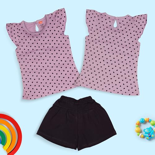 Image of LuvLap Baby Girls Regular Fit 100% Cotton Half Sleeves Girls Top CoSet Pack of 3