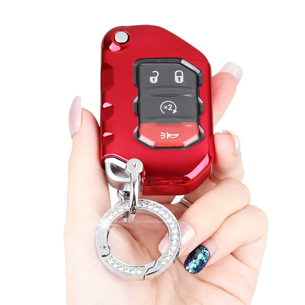 Comdanya Key Fob Cover Case for Jeep 2020 2021 Gladiator JT Sahara JLU 2018 2019 Jeep Wrangler JL JLU Rubicon Car Key Glove