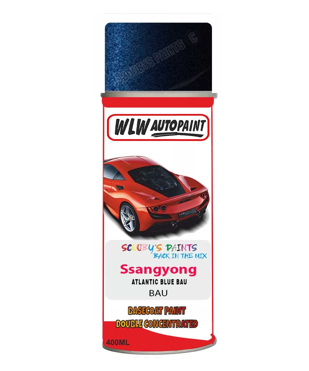 SCOOBYS PAINTS BACK IN THE MIX Basecoat Aerosol Spray Paint For Ssangyong Rexton Atlantic Blue 2017-2019 Code Bau