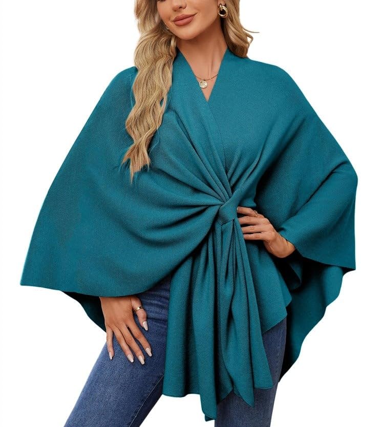 Consecutivte/Reservations/Reserivation Elegant Shawl Wraps Soft Open Front Poncho Sweater3