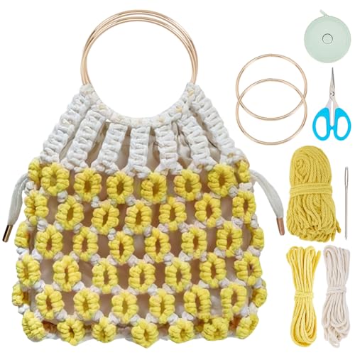 BEUNITONE Kit de bolsa de macramê DIY para mulheres, bolsas Boho para tricô com instruções (sem garantia de versão em português)