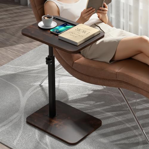 Image of 360 Swivel Adjustable Height Sofa Side TV Tray Table