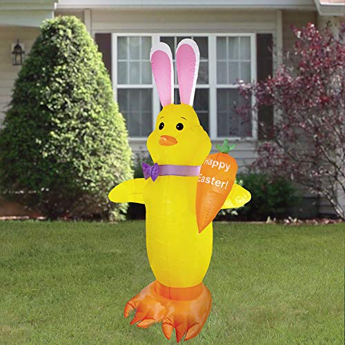 Northlight 6' Yellow And Orange Inflatable Lighted Chick With Carrot Easter Outdoor Decor #TOP2