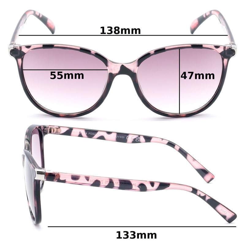 ZAVISH Reading Sunglasses Womens Designer Tinted Sun Readers Glasses Gloss Black Frame UV400 Outdoor Lens & Case +1.50 - Image 4