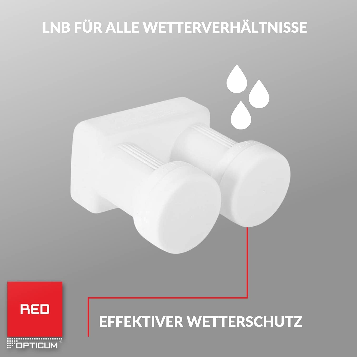 RED OPTICUM LMP 04H Monoblock Single LNB 0.1dB - LNB double tête pour 1 abonné & 2 satellites avec DiseqC intégré - LNB monobloc Astra Hotbird y compris douille de protection contre les intempéries