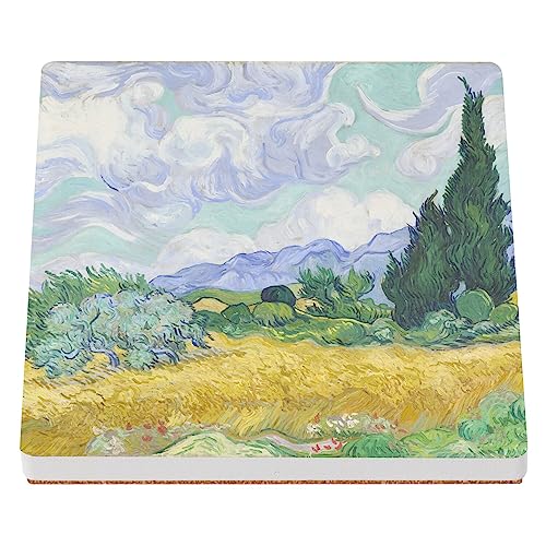 Sottobicchiere in ceramica - Vincent Van Gogh Campo di grano con cipresso 1889 Saint-Rémy - 1 unità (100 x 100 mm)