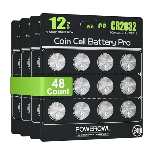 CR2032, POWEROWL 48 X Pilas CR2032 Pila 2032 3V Litio Botón para Dispositivos Electrónicos, Llaves de Coche