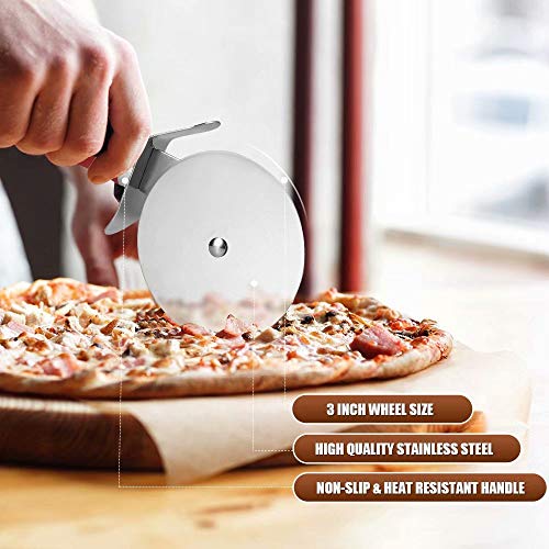 Schvubenr Premium Pizza Cutter - Stainless Steel Pizza Cutter Wheel - Easy To Cut And Clean - Super Sharp Pizza Slicer - Dishwasher Safe - Handles Large And Small Pizza - Corte De Pizza(Red) #TOP2