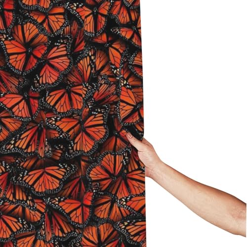 Rideau de douche en tissu imperméable et résistant imprimé papillons - 3
