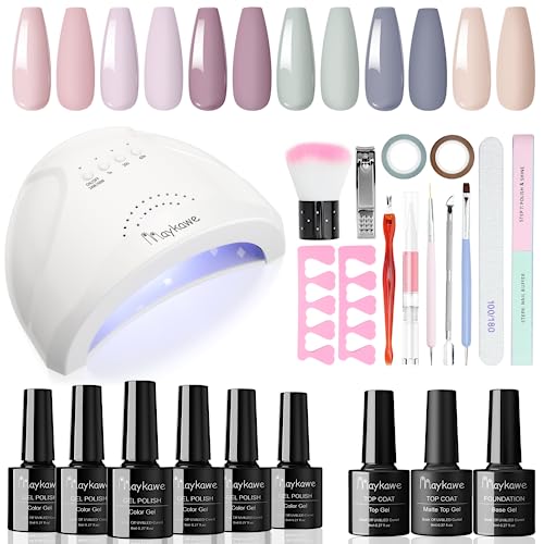 Maykawe Gel Nail Polish Set with Nail Lamp