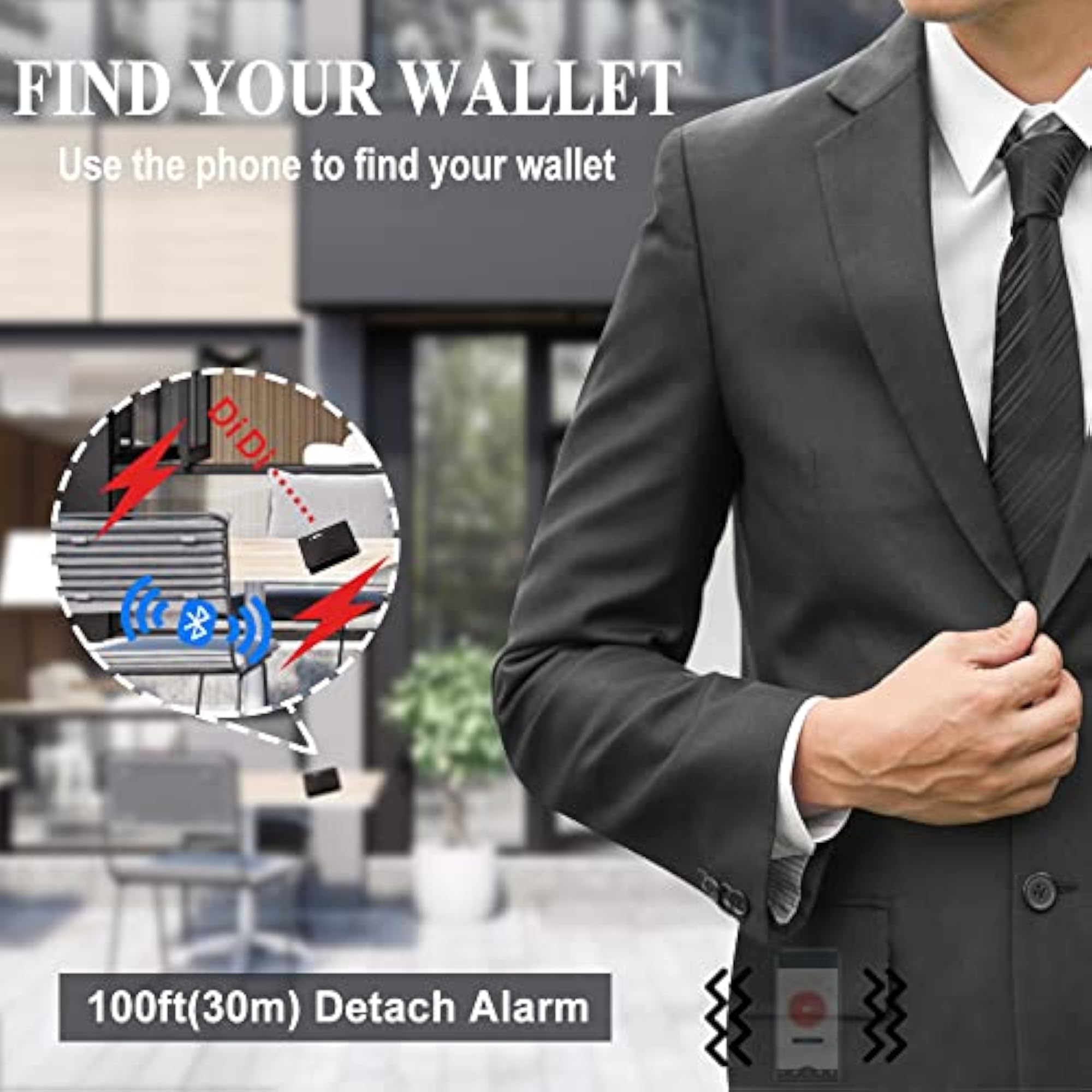 Trackable Wallet for Men, Anti-Lost Tracker