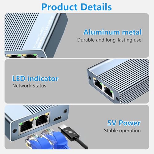 Image of ETZIN LAN Splitter 1 in 3 Output High Speed 1000Mbps LAN Cable Branch Network Splitter LAN Port Expansion Wired LAN Hub Gigabit LAN Cable Bifurcation LAN Internet Splitter Connector (EPL-1466H)