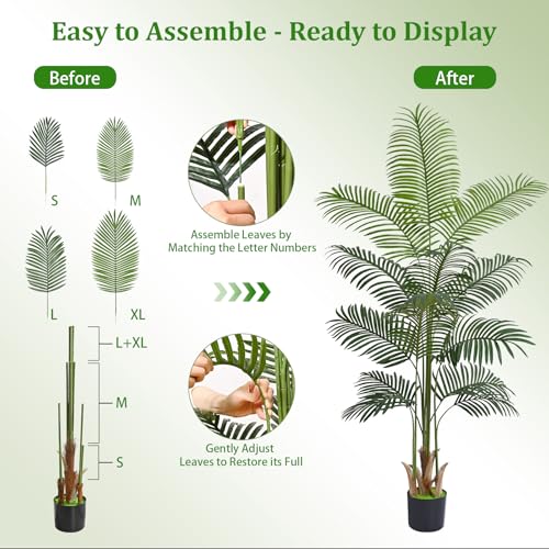 Image of Yastouay 6 FT Artificial Plants Indoor, Tall Plant Palm Tree with Weighted Planter, Tropical Fake Tree with Realistic Leaves & Trunks for Home Office Living Room Bedroom Indoor Outdoor Decor